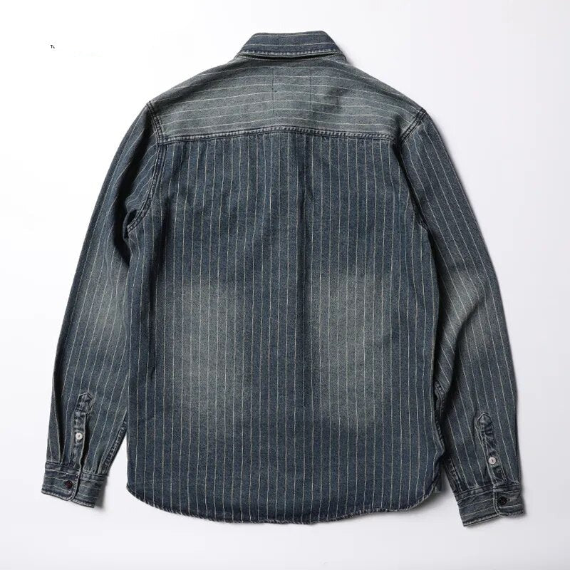 Innovative Denim Stripe Men Shirt 2023 Arrival