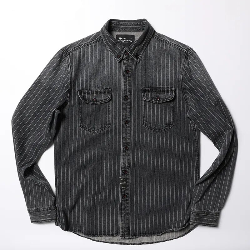 Innovative Denim Stripe Men Shirt 2023 Arrival