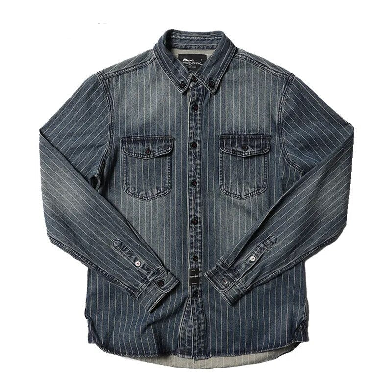 Innovative Denim Stripe Men Shirt 2023 Arrival