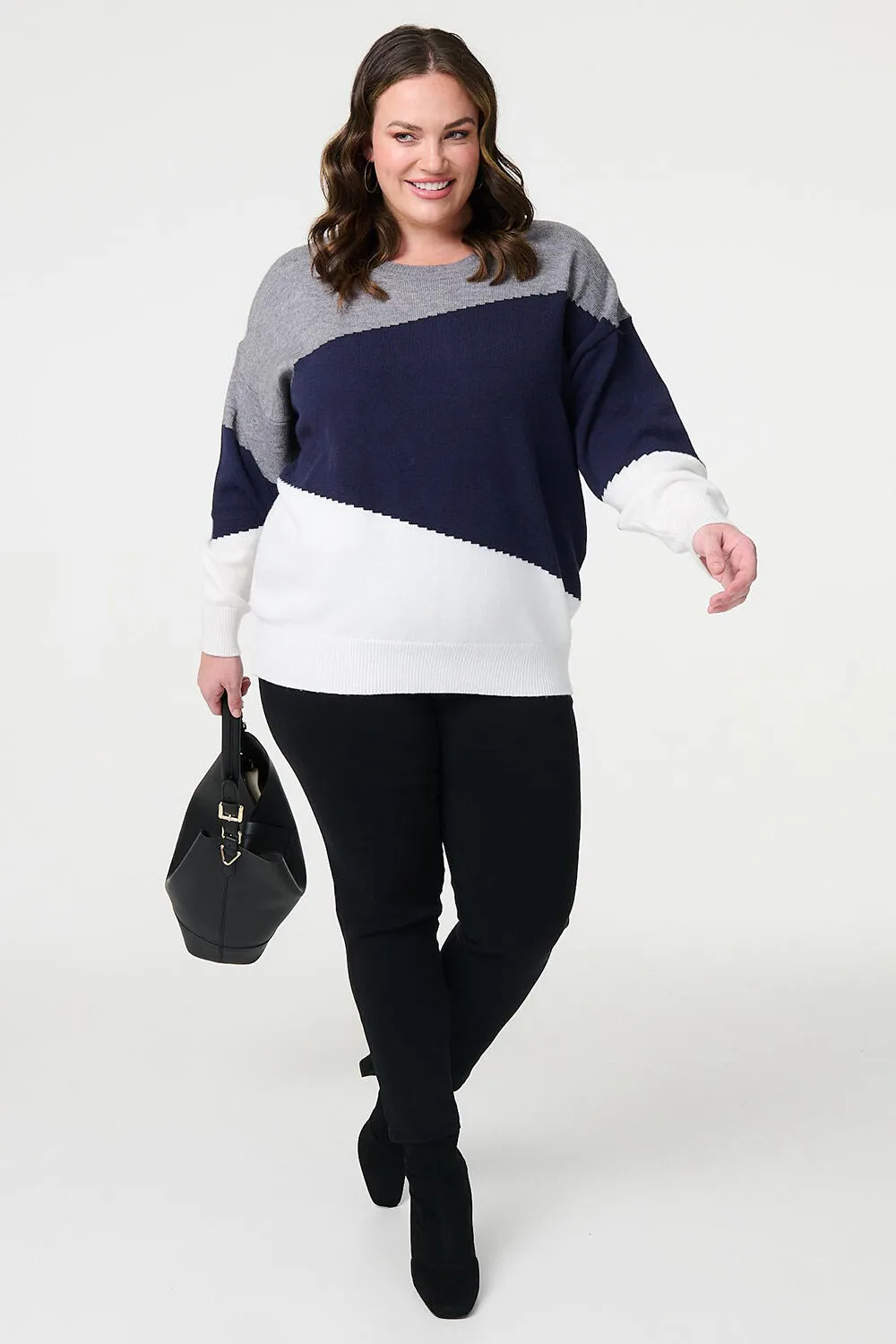 Knit Sweater - Izabel London Colour Block Style