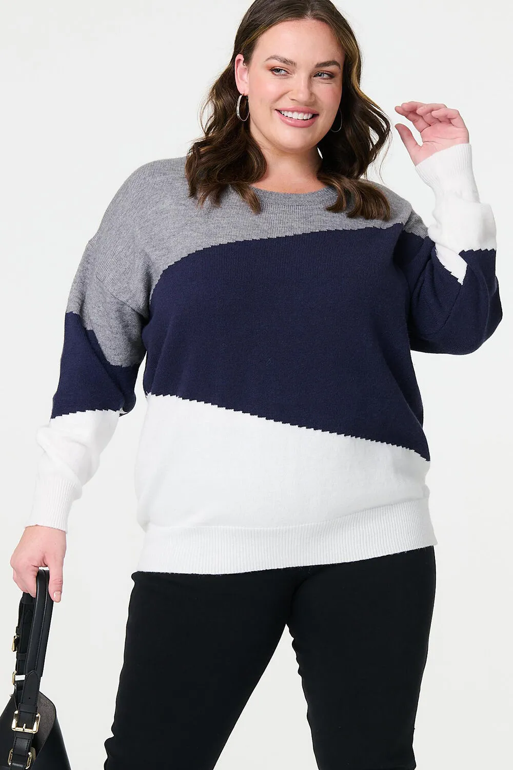 Knit Sweater - Izabel London Colour Block Style