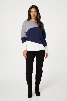 Knit Sweater - Izabel London Colour Block Style