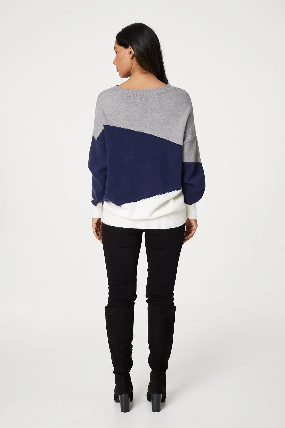 Knit Sweater - Izabel London Colour Block Style