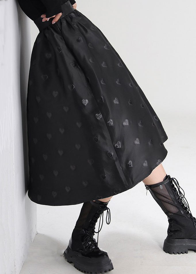 Jacquard Black High Waist Cotton Skirts Spring - AB1034