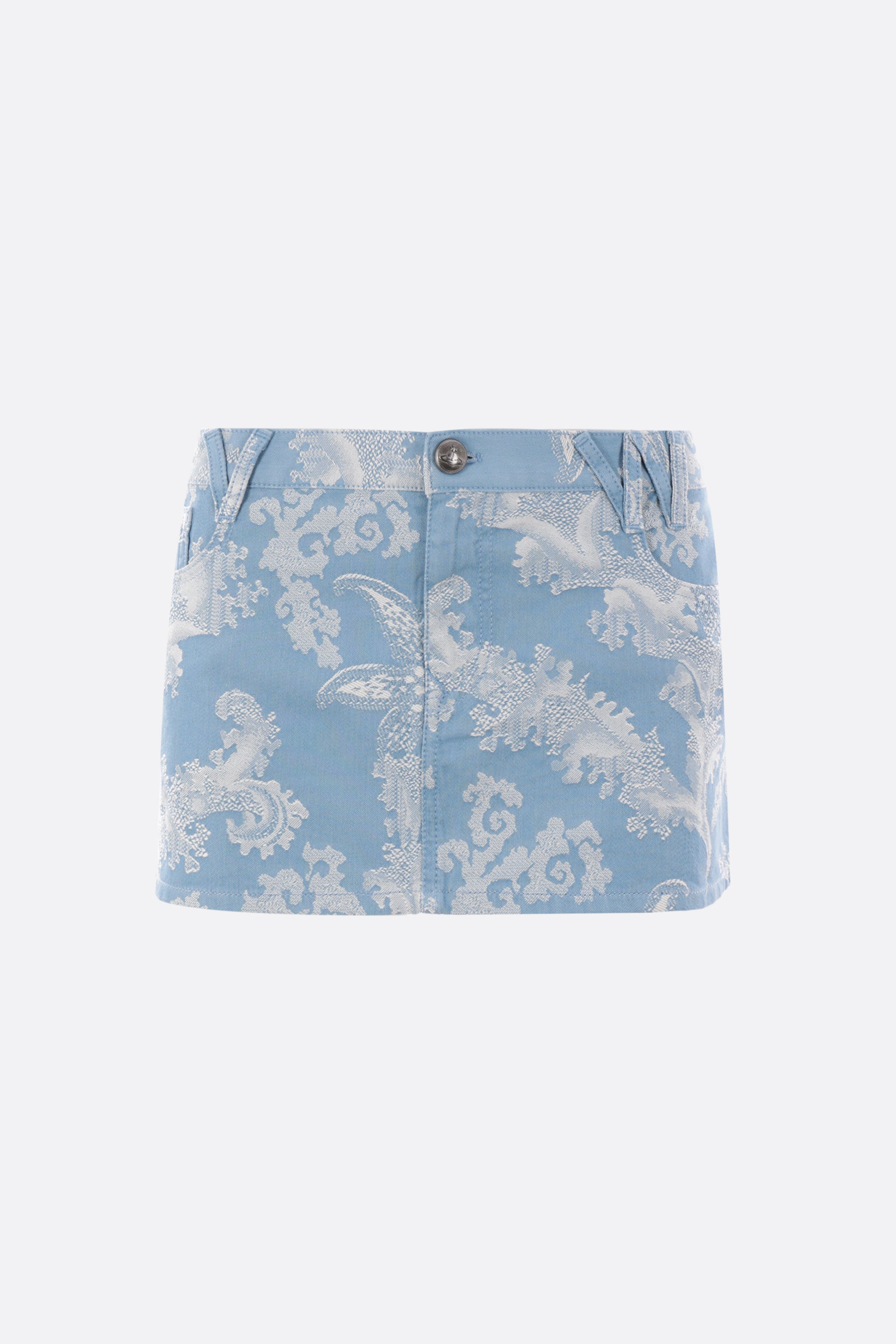 Jacquard Cotton Miniskirt with Foam-Tied Mast Design