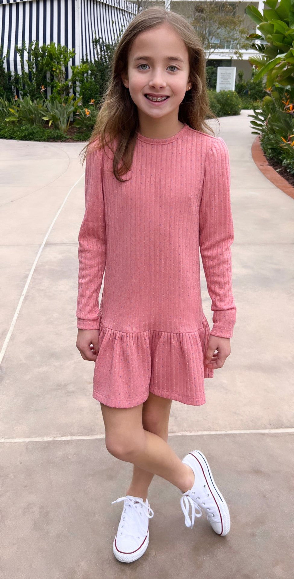 James & Lottie - Pink Cable Knit Dress: Empower Your Style as Elizabeth