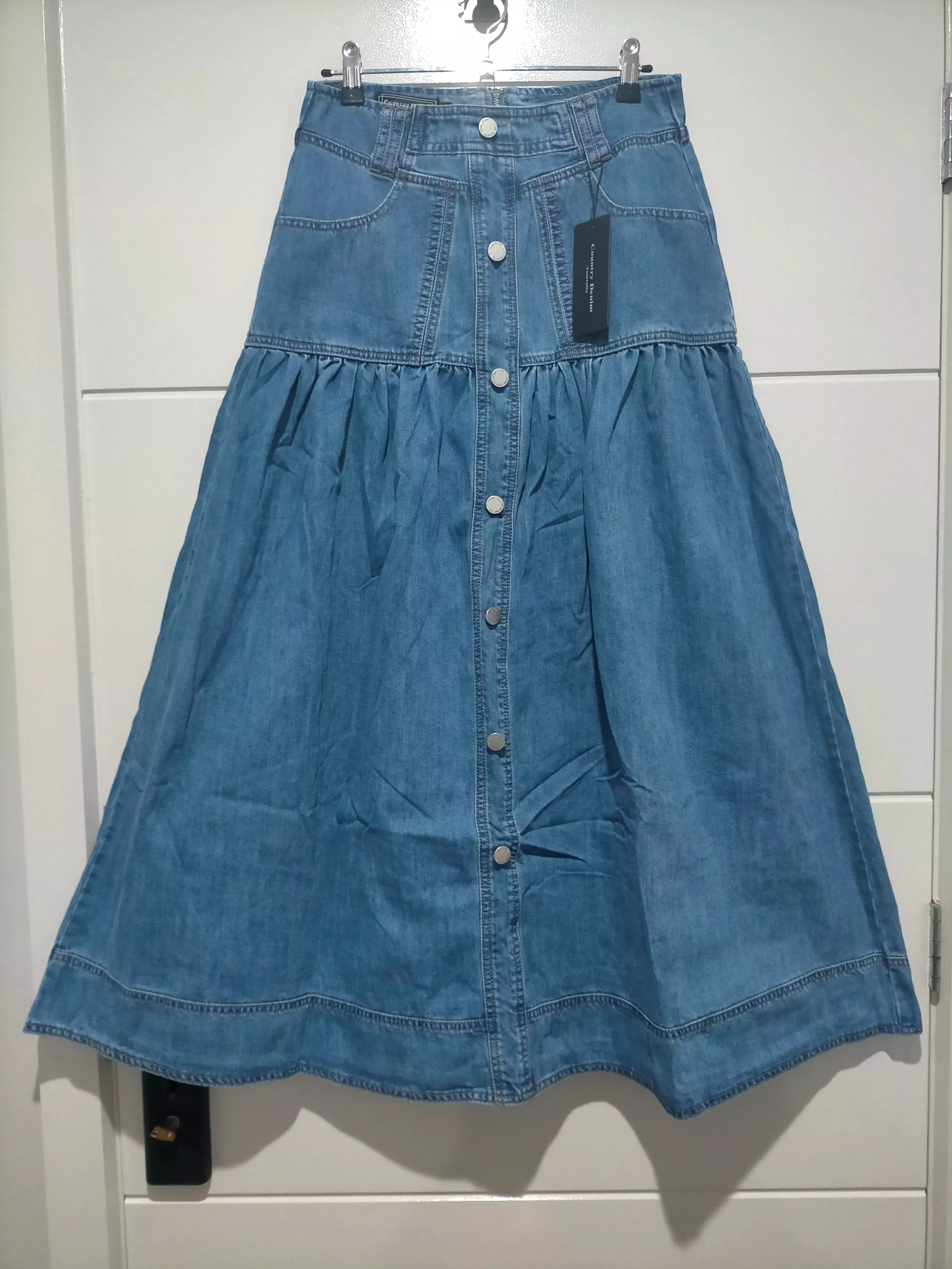 Kentucky Denim Maxi Skirt Mid Blue