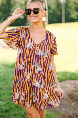 Kinsley Yellow Purple Shift Dress