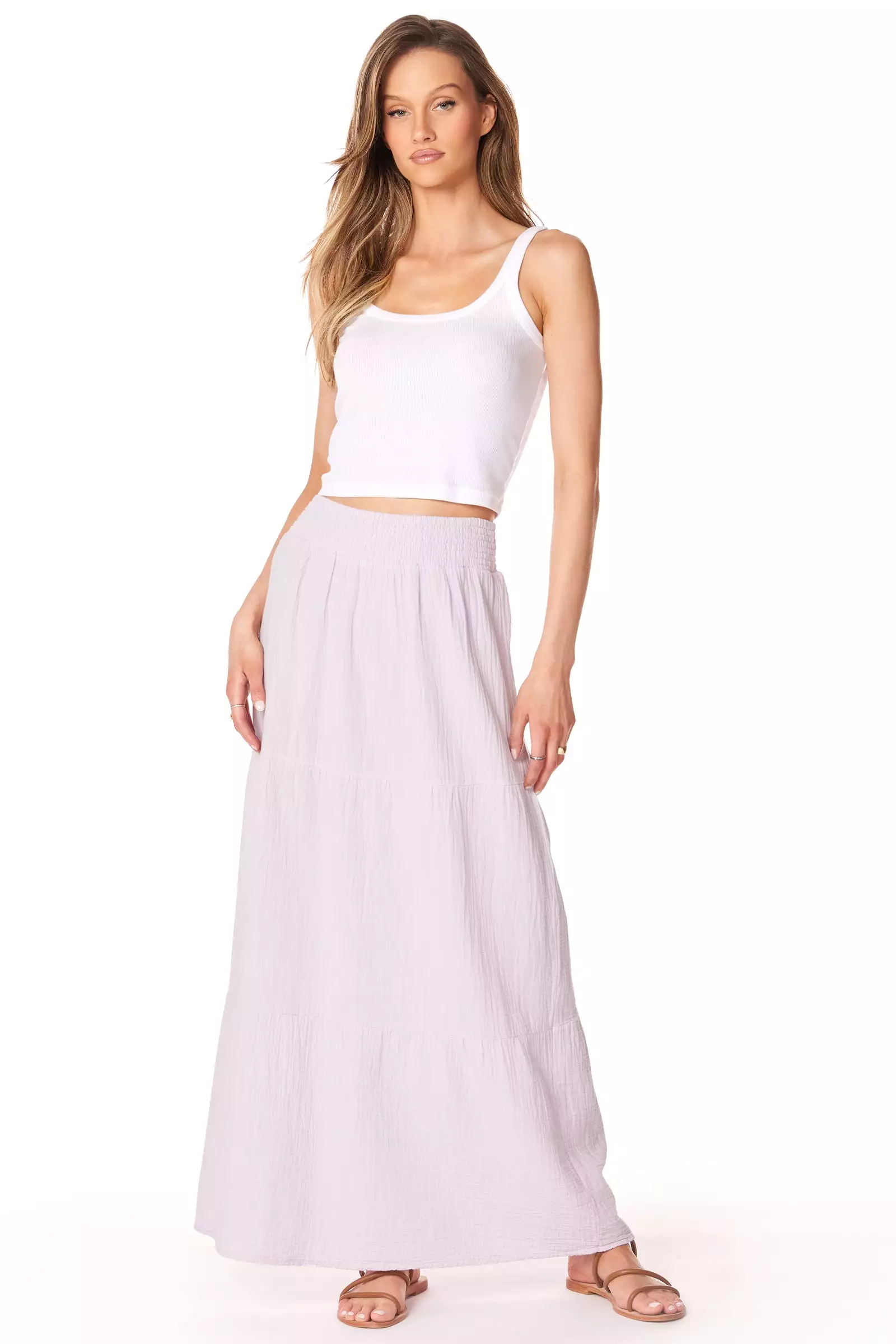 layered long skirt