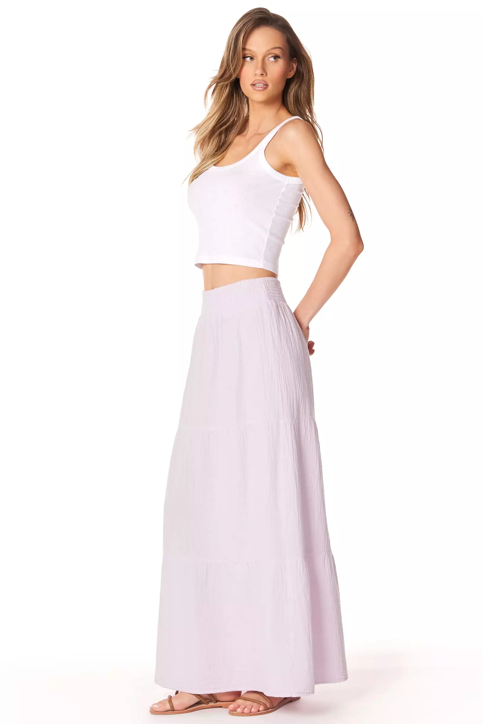 layered long skirt