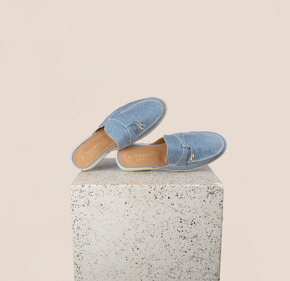 Lisa Slide Sneaker - Light Blue Denim Suede