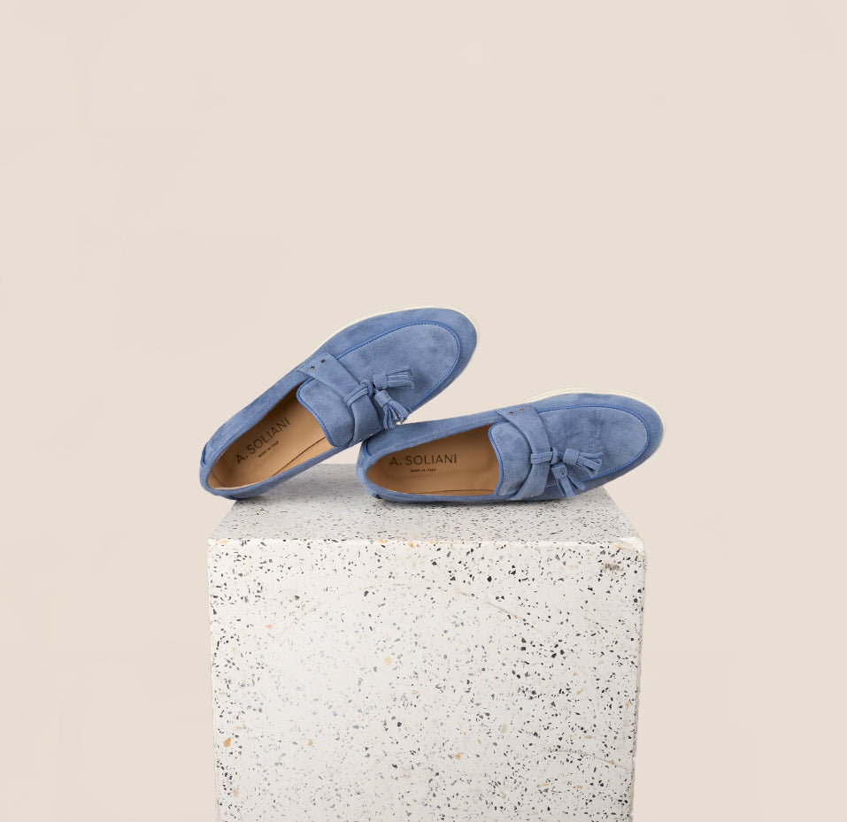 Lisa Tassels - Light Blue Suede Loafer Sneaker