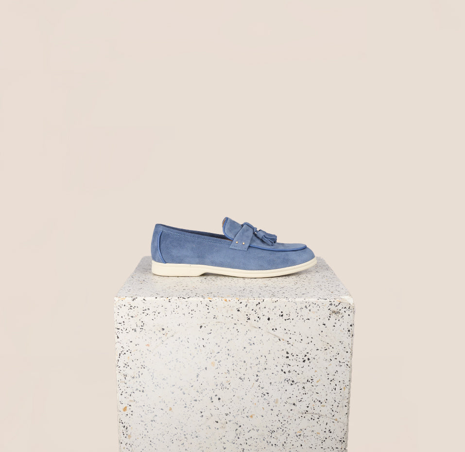 Lisa Tassels - Light Blue Suede Loafer Sneaker