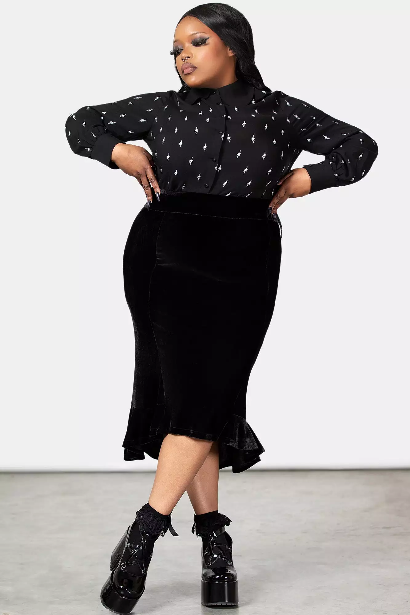 Little Storm Cloud Plus Size Midi Skirt