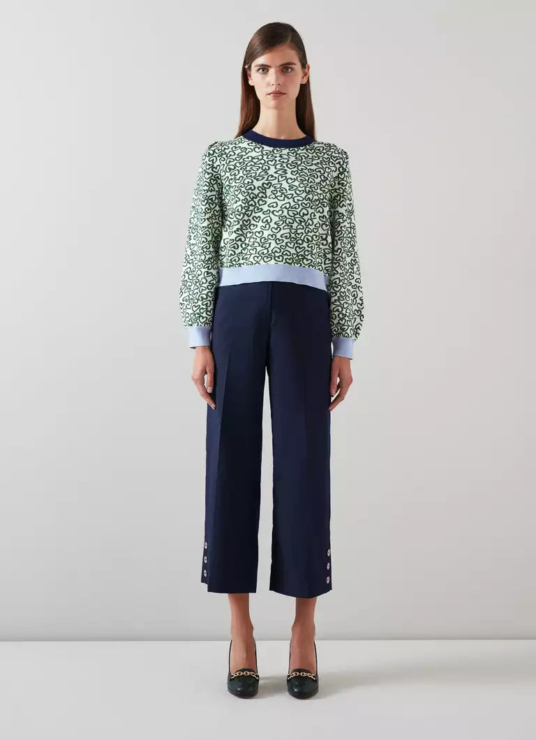 LK Bennett Green Heart Viscose Jumper | LENZING™ ECOVERO™