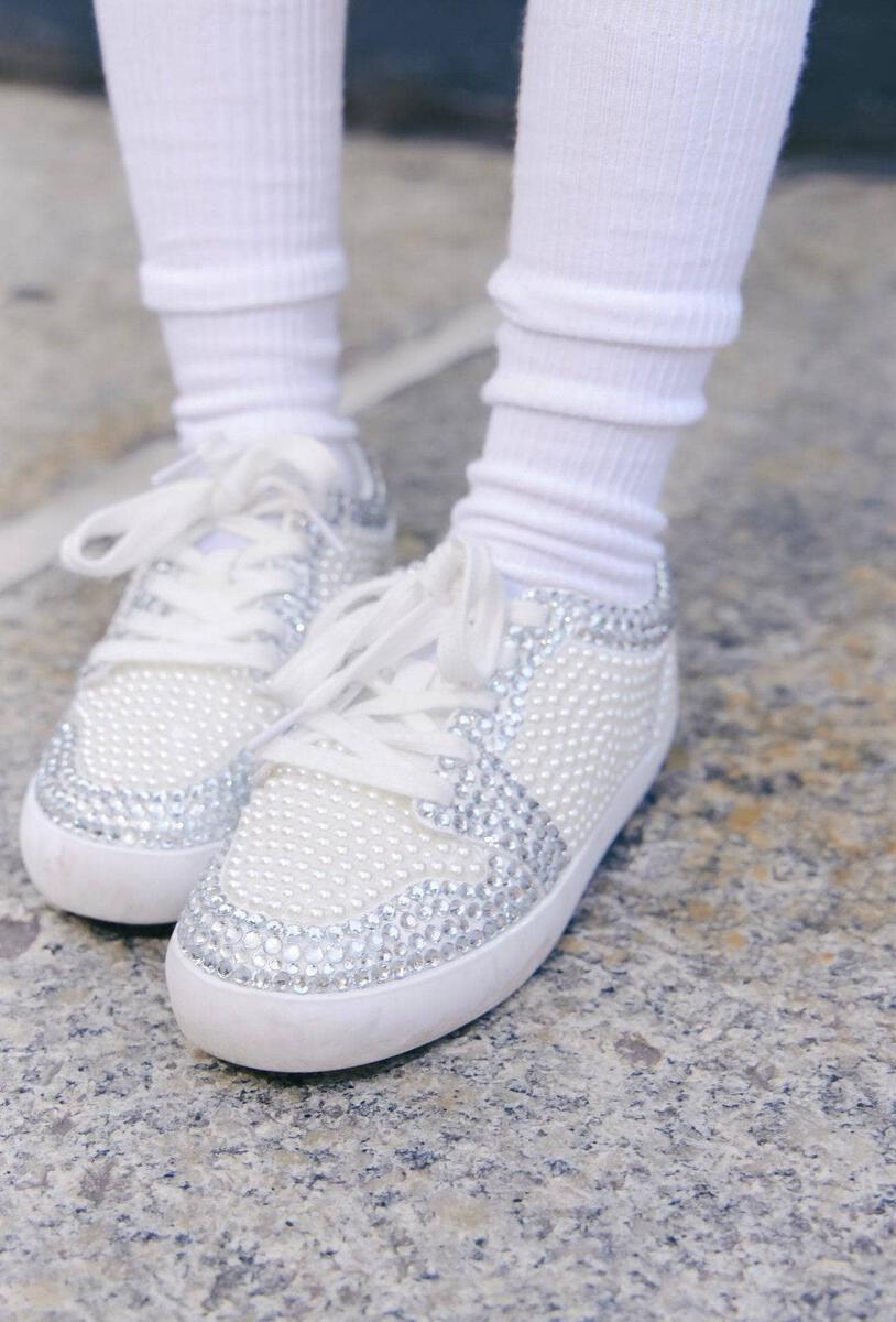 Lola and The Boys White Sneaker: Diamonds & Pearls