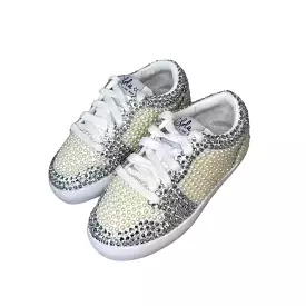 Lola and The Boys White Sneaker: Diamonds & Pearls