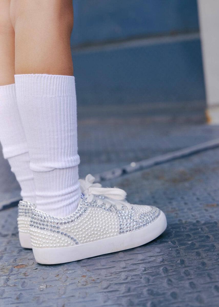 Lola and The Boys White Sneaker: Diamonds & Pearls