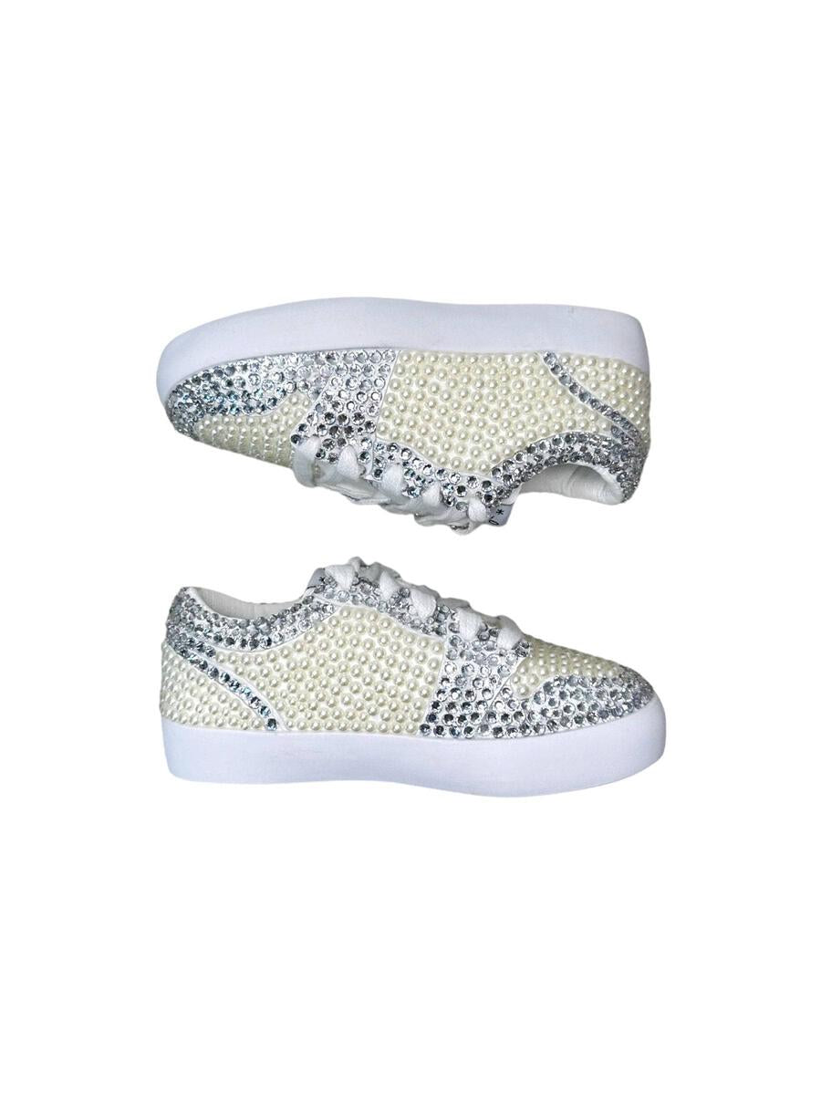 Lola and The Boys White Sneaker: Diamonds & Pearls