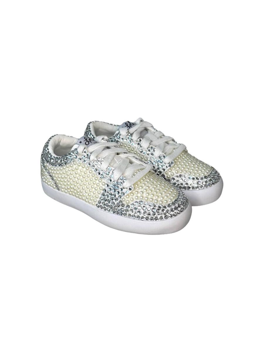 Lola and The Boys White Sneaker: Diamonds & Pearls