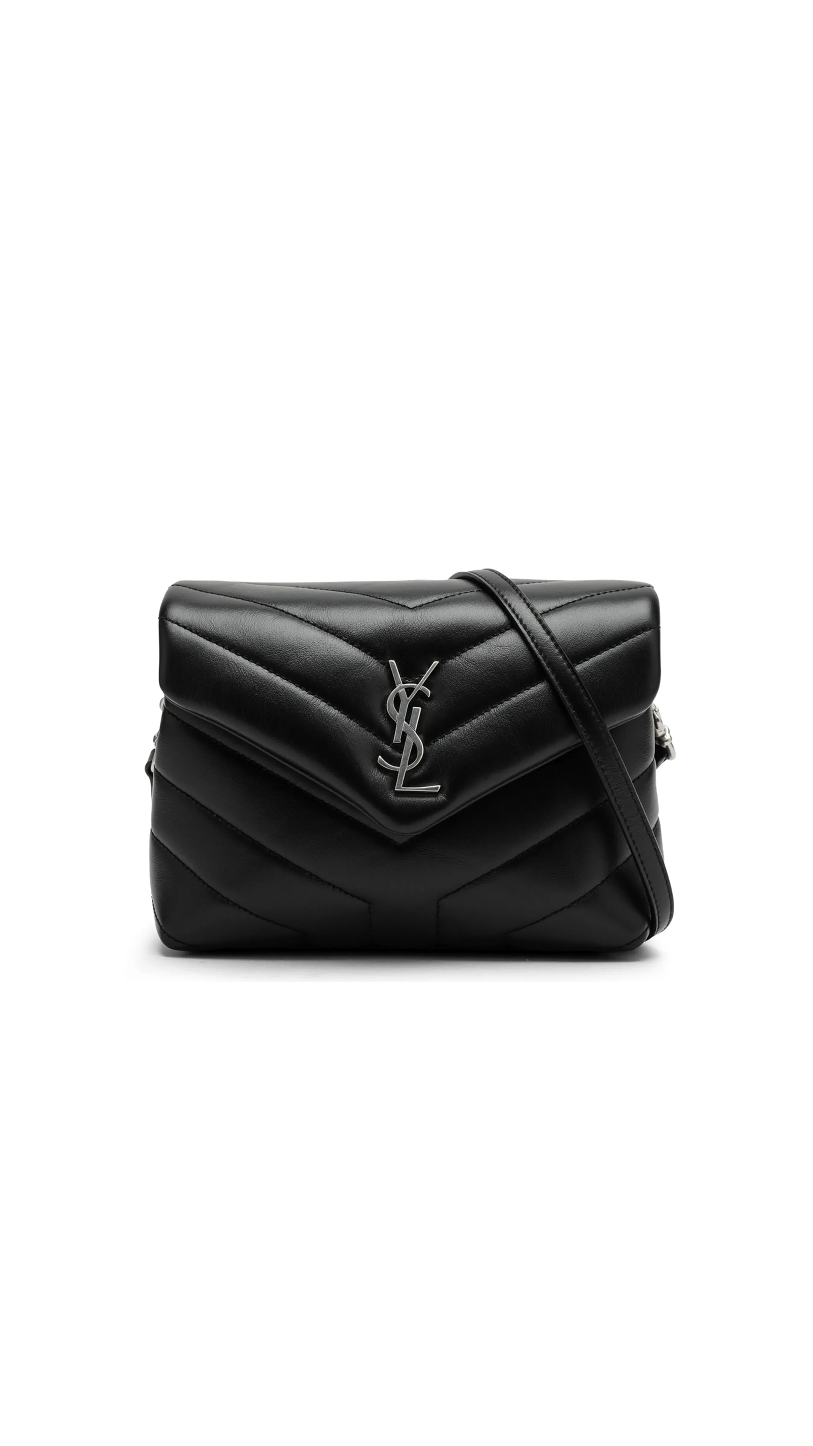 Loulou Toy Strap Bag Quilted Y Leather Black