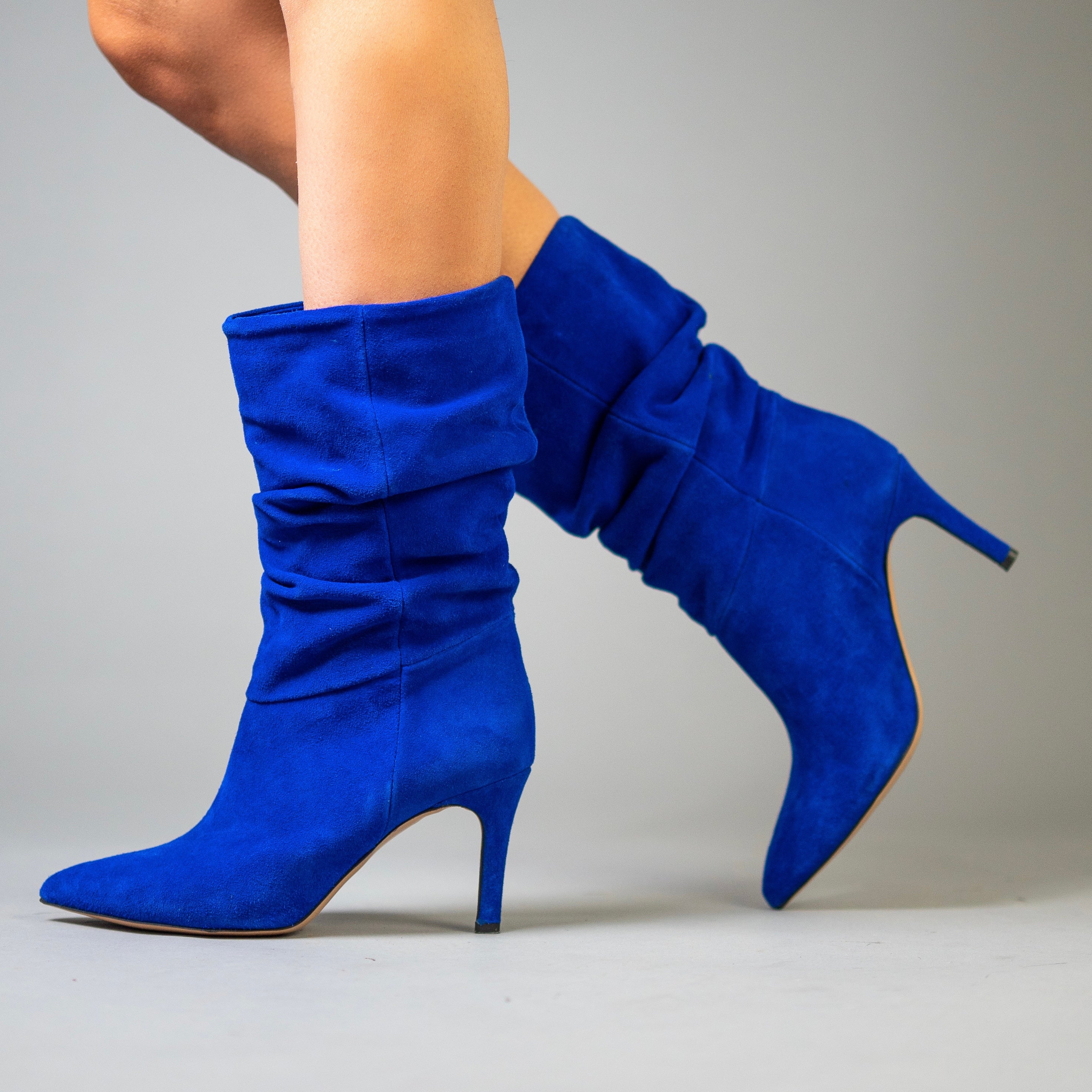 Matti Peacock Blue Kid Suede Leather - Shop Now!