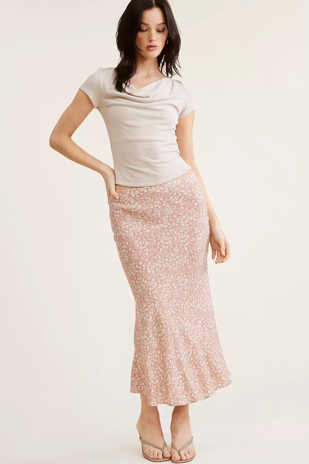 Mauve Floral Midi Skirt - Best Price & Latest Designs