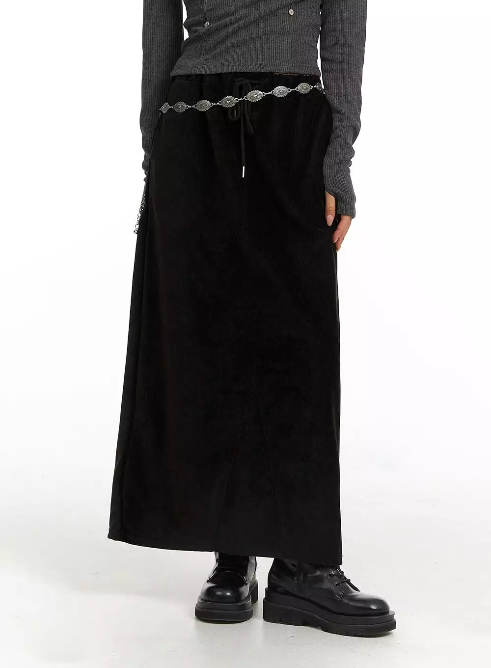 Maxi Skirt with Drawstring Waist - CJ417