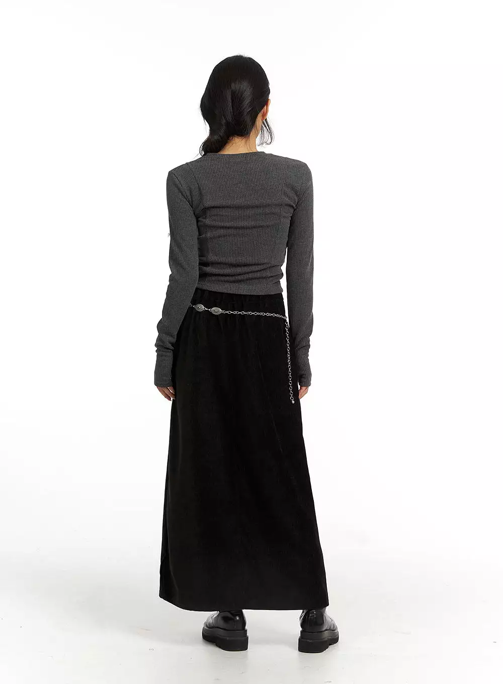 Maxi Skirt with Drawstring Waist - CJ417