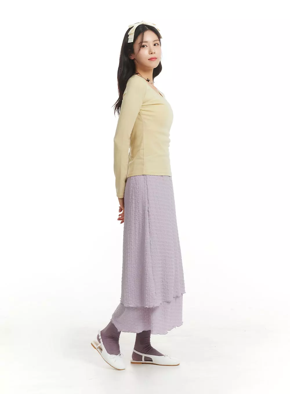 Maxi Skirt with Frill Texture - OM404