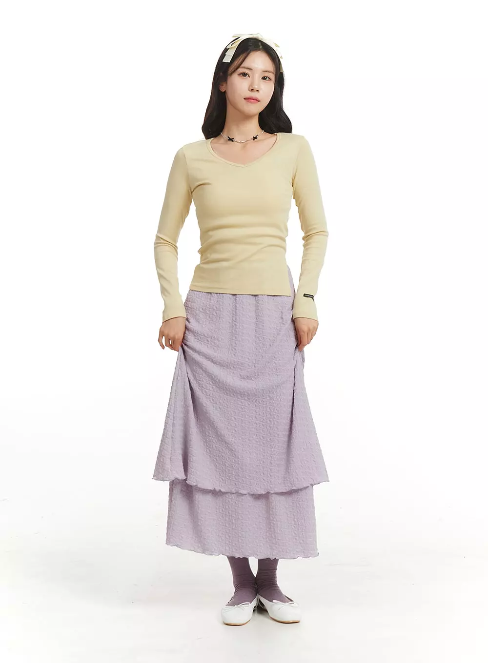 Maxi Skirt with Frill Texture - OM404