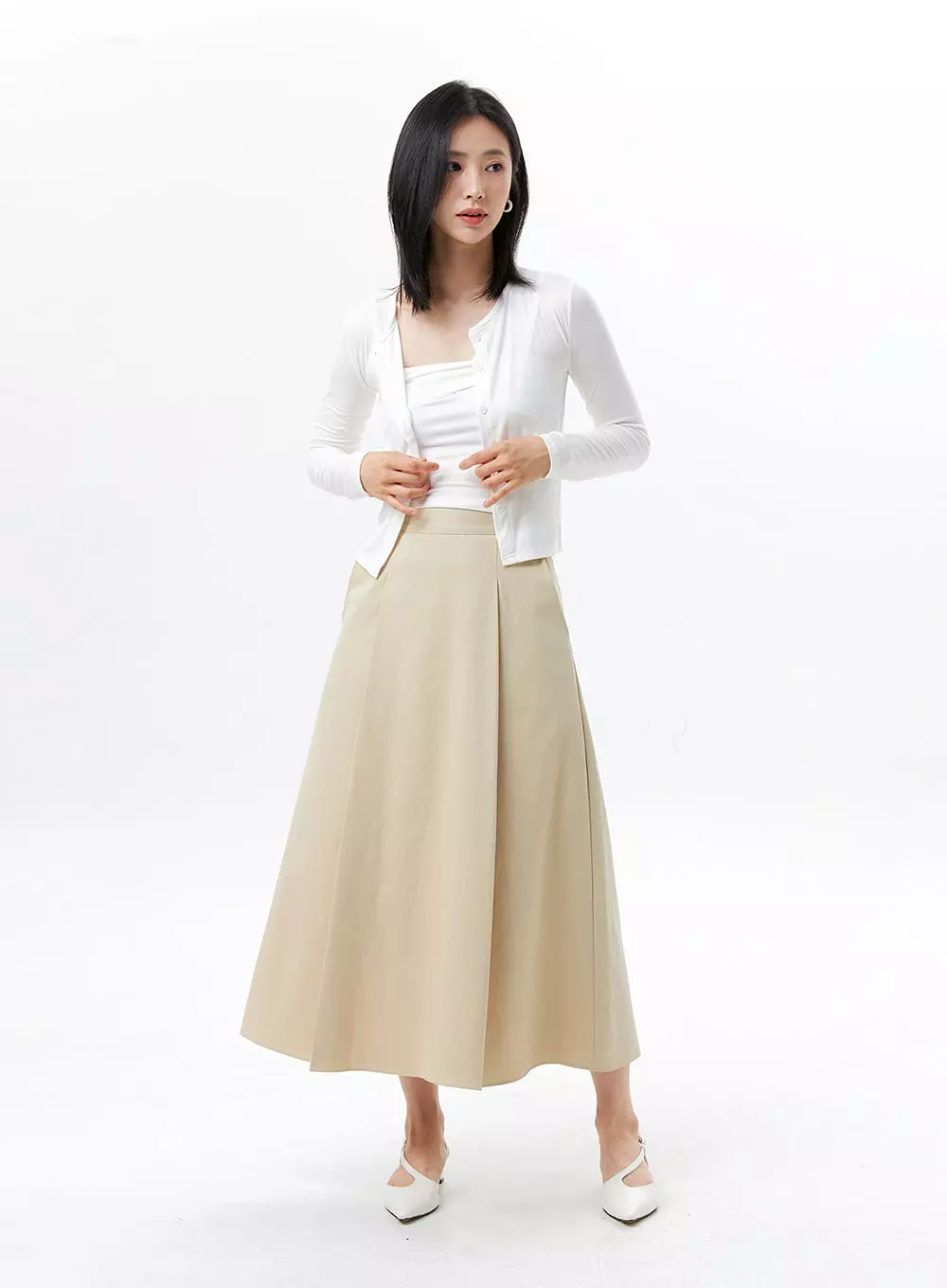 Maxi Skirt with Pleats and Elegant Style OL325