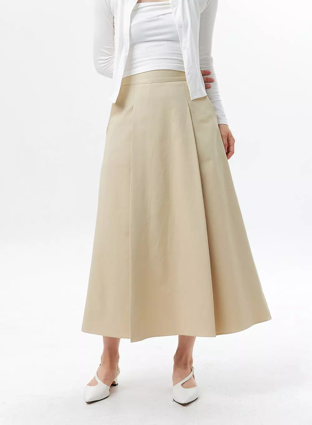 Maxi Skirt with Pleats and Elegant Style OL325