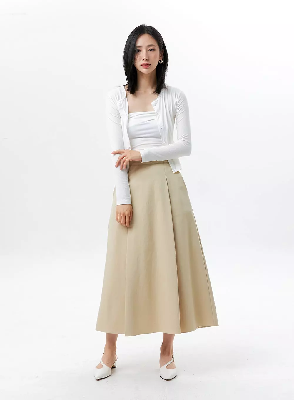 Maxi Skirt with Pleats and Elegant Style OL325