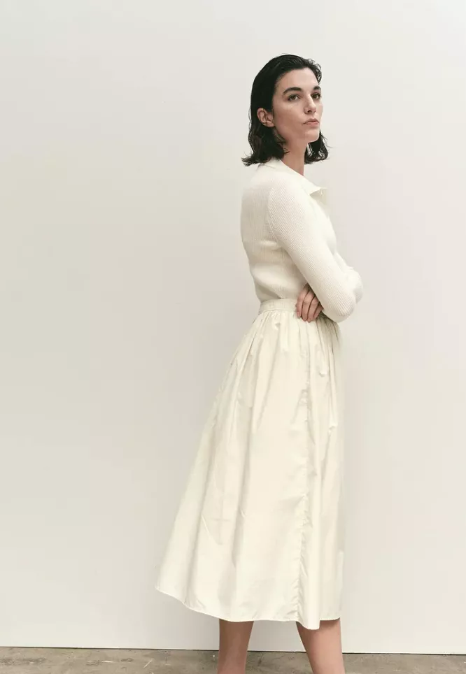 Mijeong Park Cream Midi Skirt