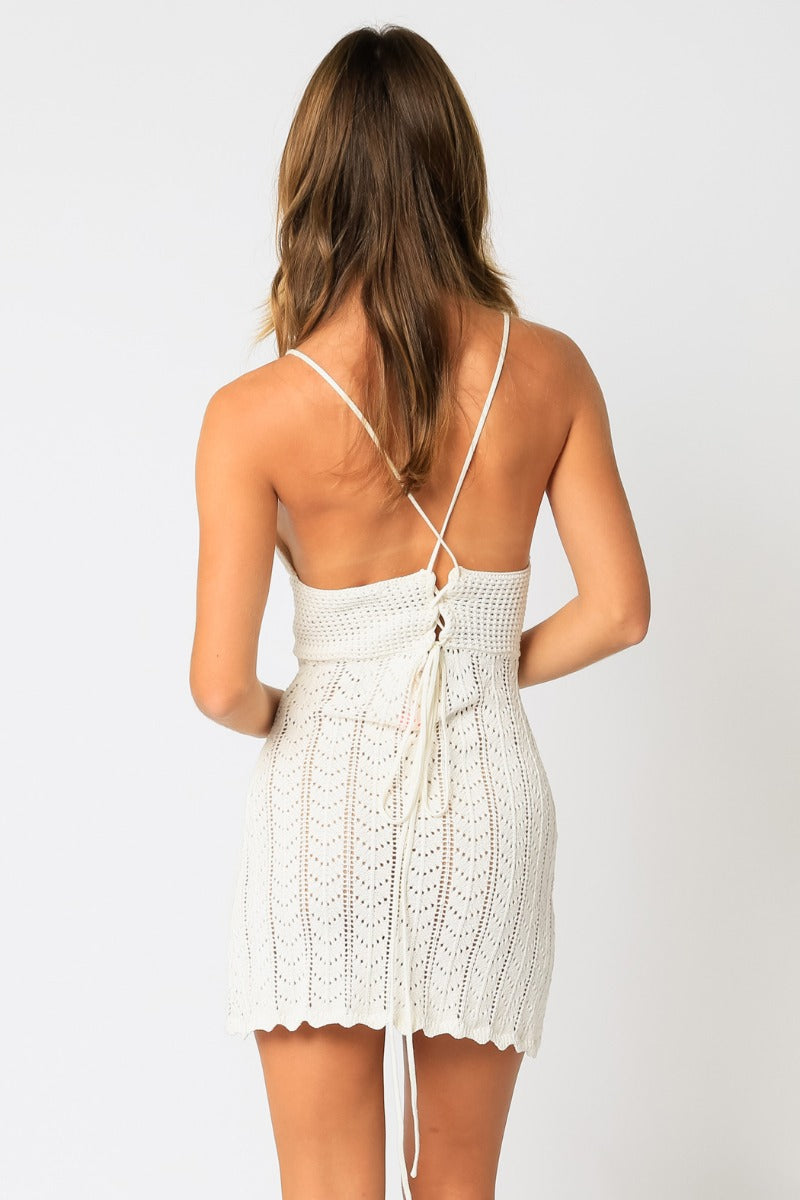 Mini Dress with Crochet Tie Back