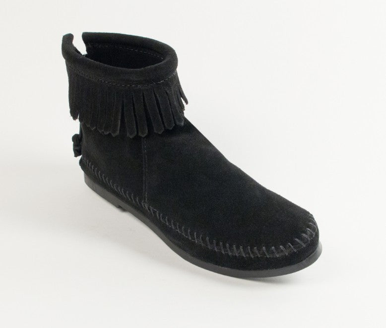 Minnetonka Back Zip Hardsole Boot Black 289