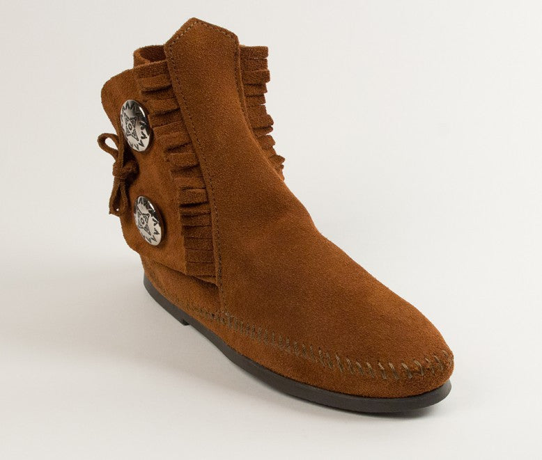 Minnetonka Two Button Brown Boot (Hardsole) - 442.