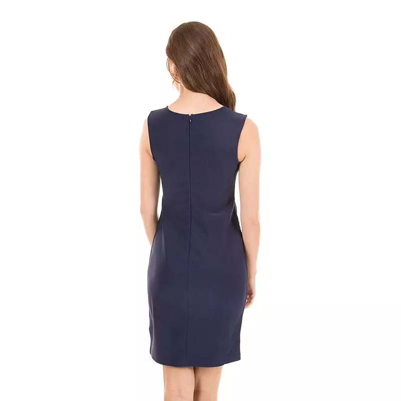 Navy Lace Shift Dress - Sleeveless