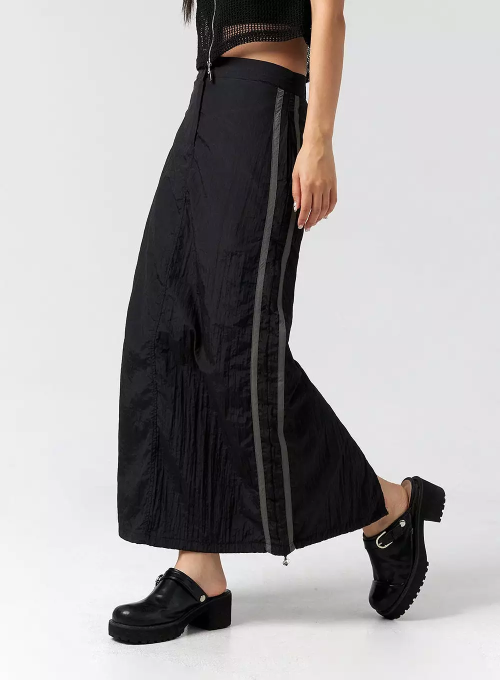 Nylon Maxi Skirt With Band - CG310