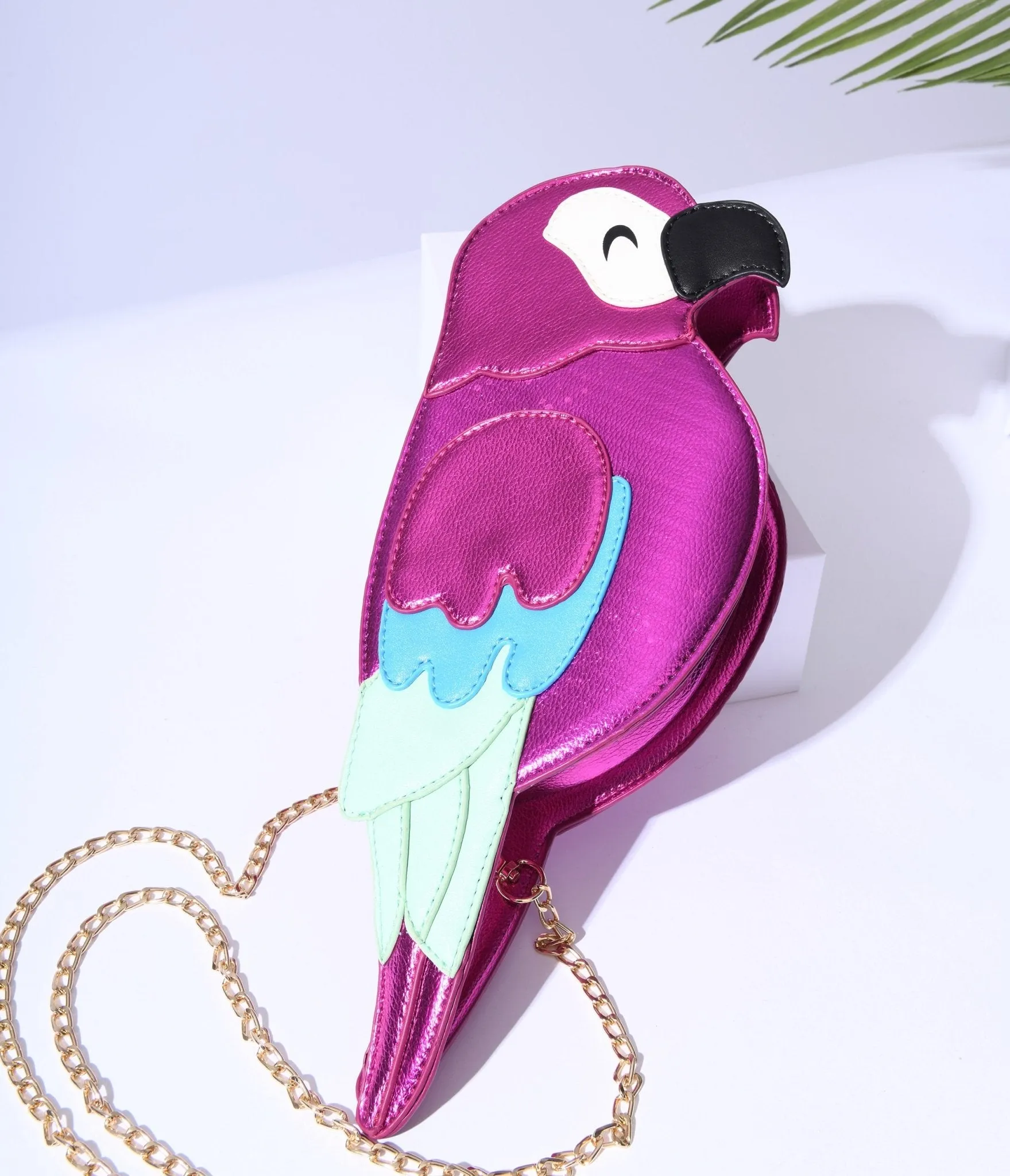 Pink Parrot Leatherette Crossbody Bag