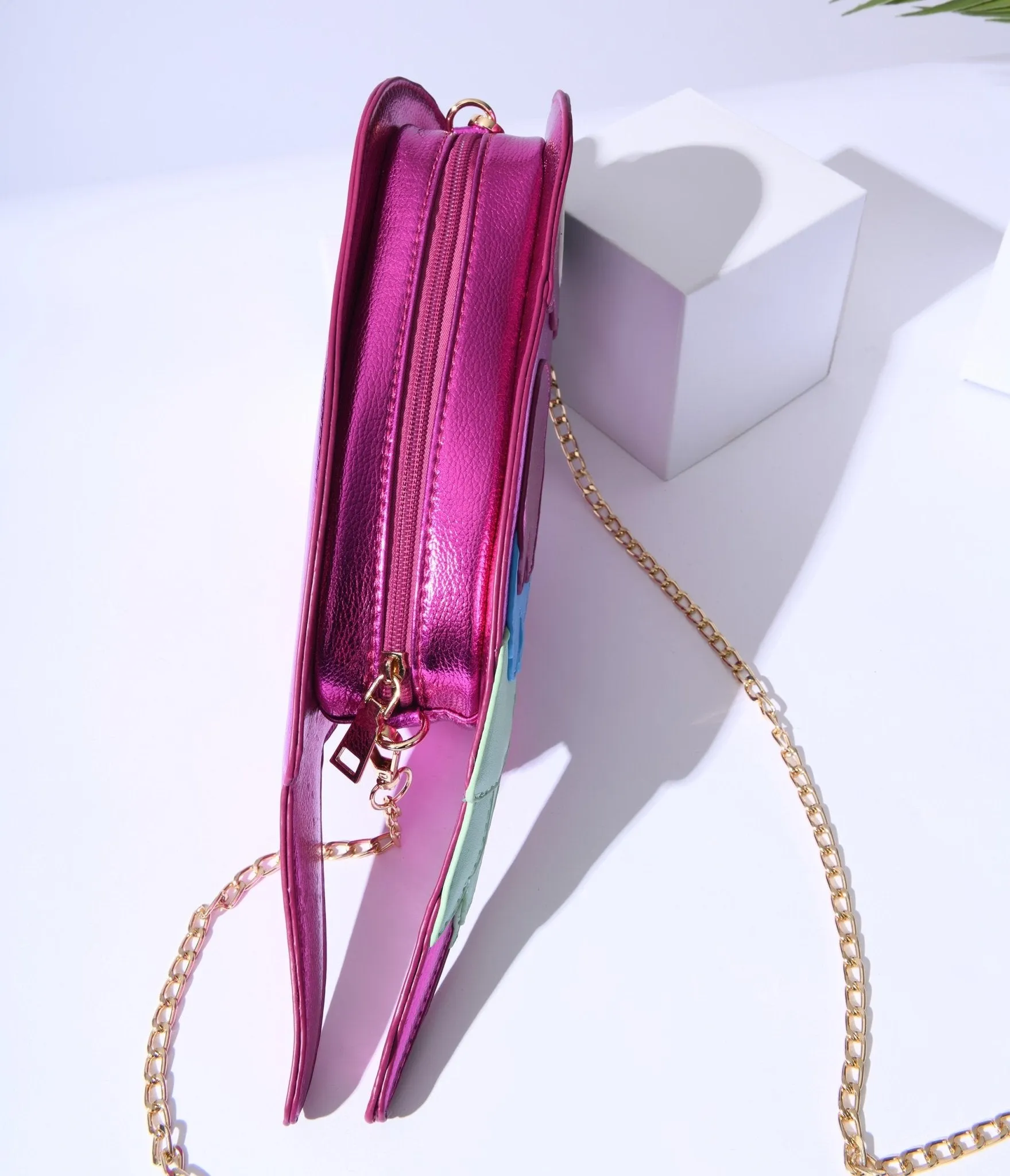 Pink Parrot Leatherette Crossbody Bag