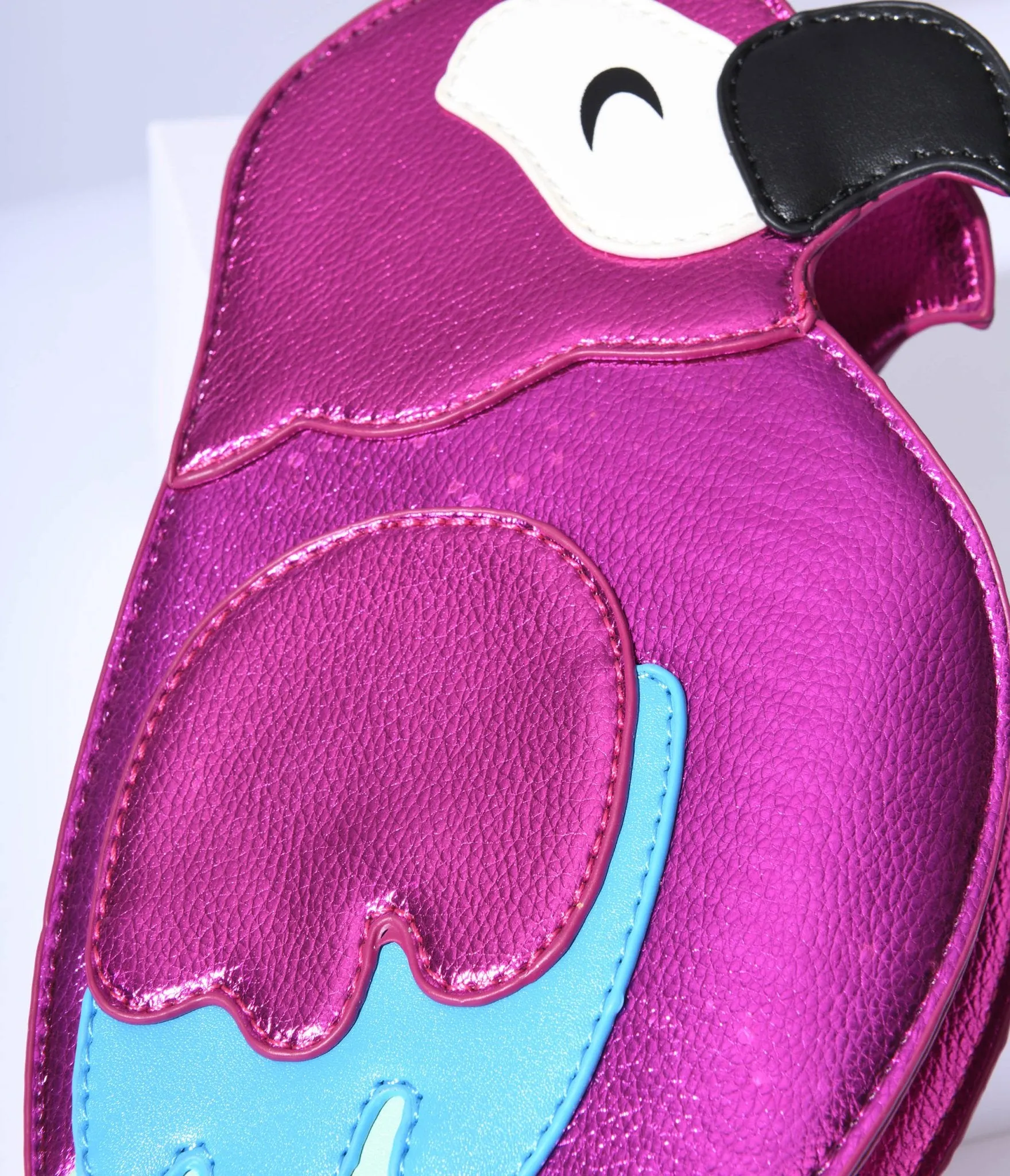 Pink Parrot Leatherette Crossbody Bag