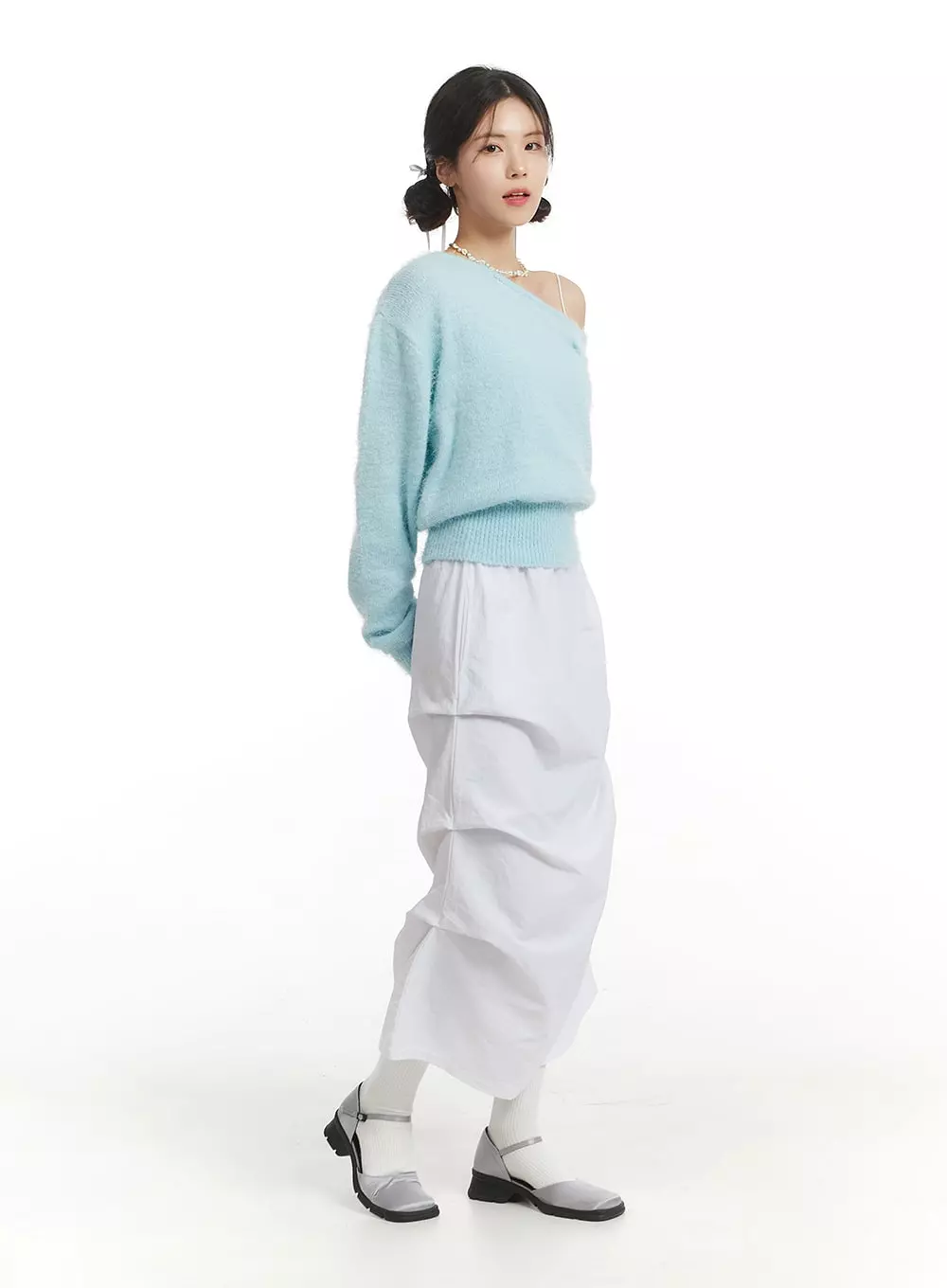 Pintuck Nylon Maxi Skirt - OF427