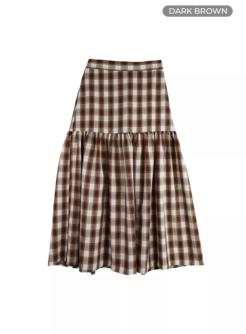 Plaid Flare Maxi Skirt - IM404