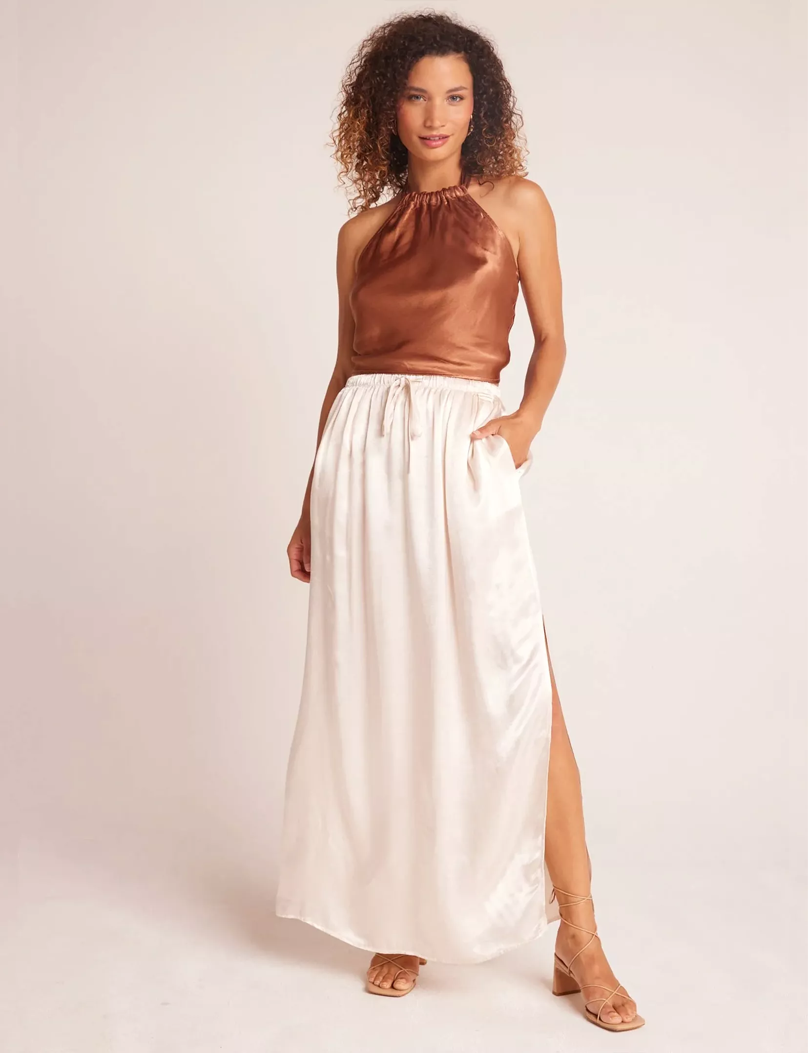 Pleated Maxi Skirt, Beach Sand