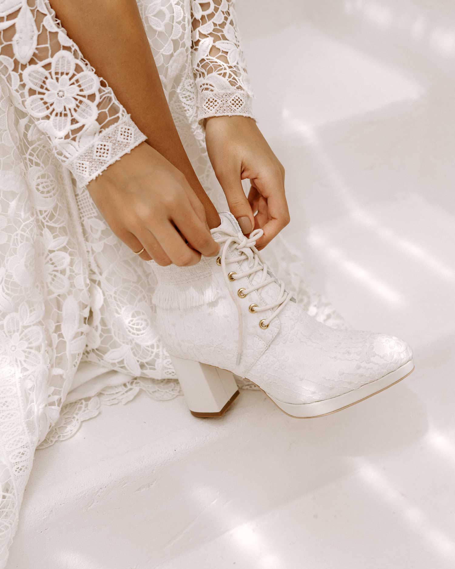 Prayer Boots - Velvet Bridal Booties - Final Sale