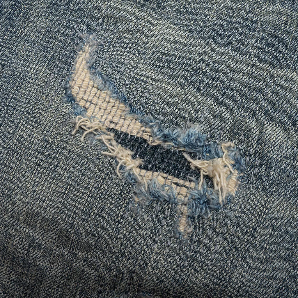 Purple Denim P001 - Mid Indigo Quilted Destroy Pocket