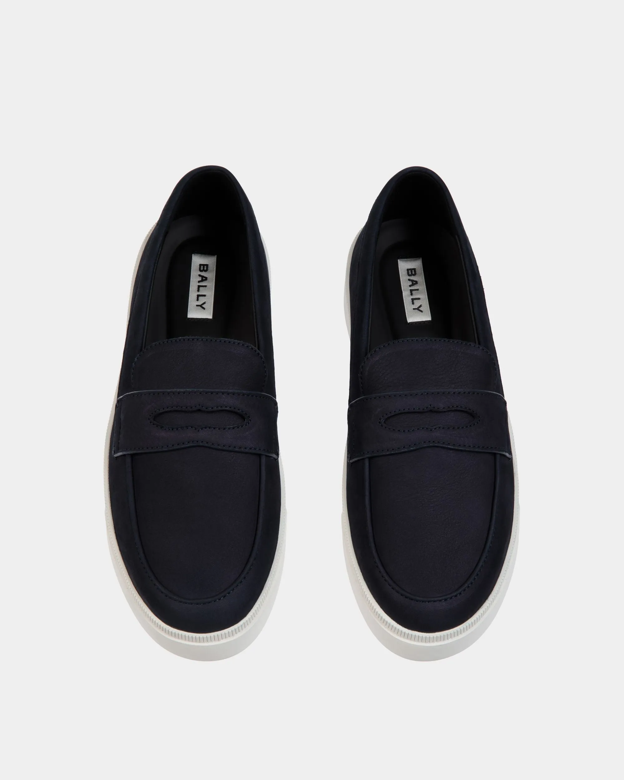 Navy Blue Raise Sneaker - Trendy Nubuck Leather Shoe