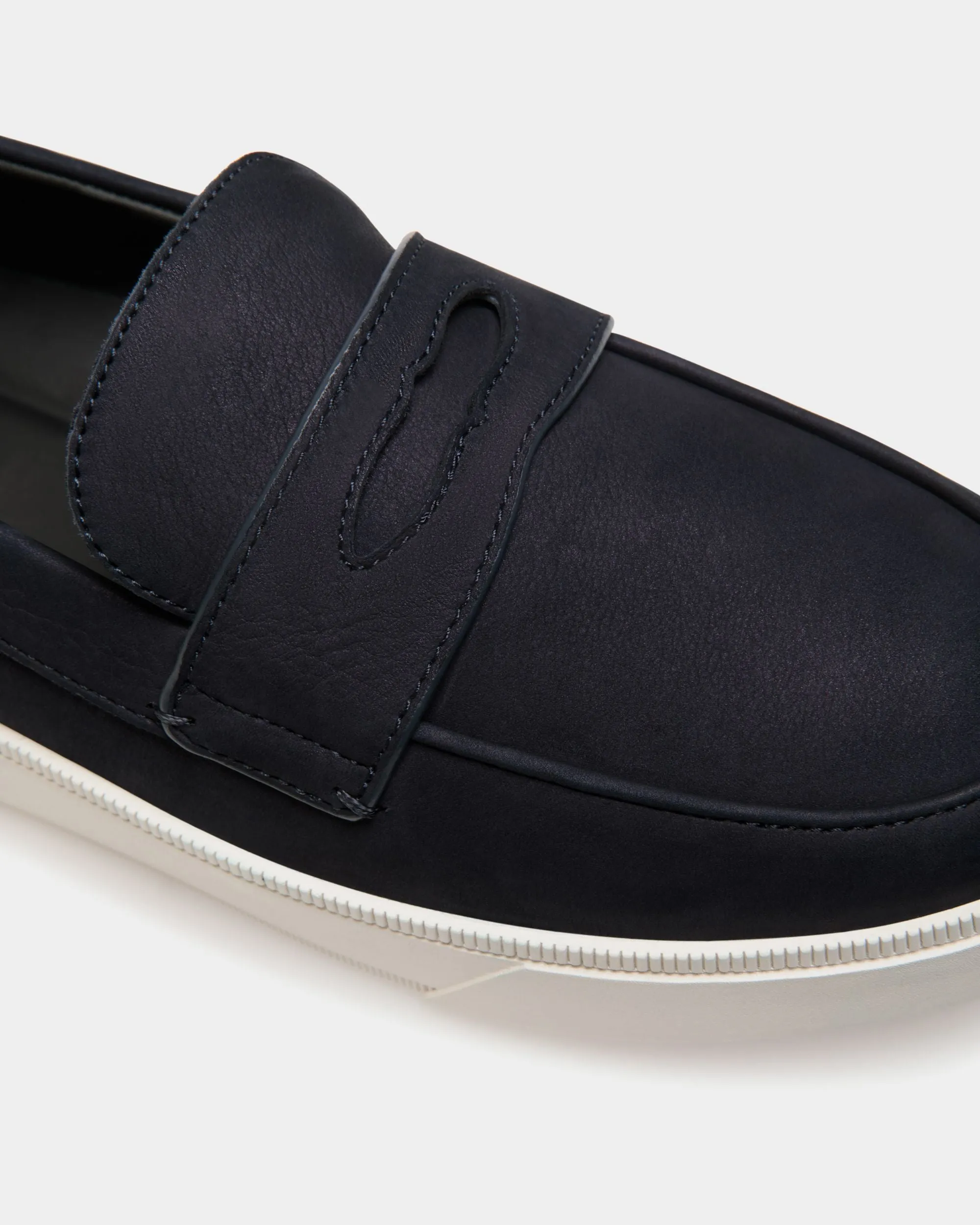 Navy Blue Raise Sneaker - Trendy Nubuck Leather Shoe